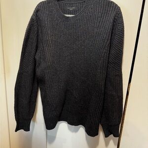 All Saints Men's Charcoal Crewneck Sweater